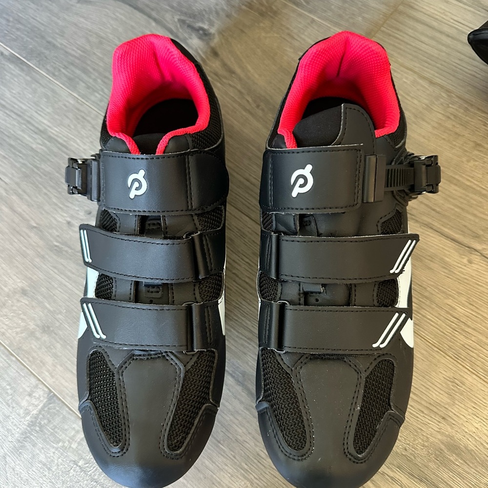 Peloton Black Cycling Shoes with Red Interior
